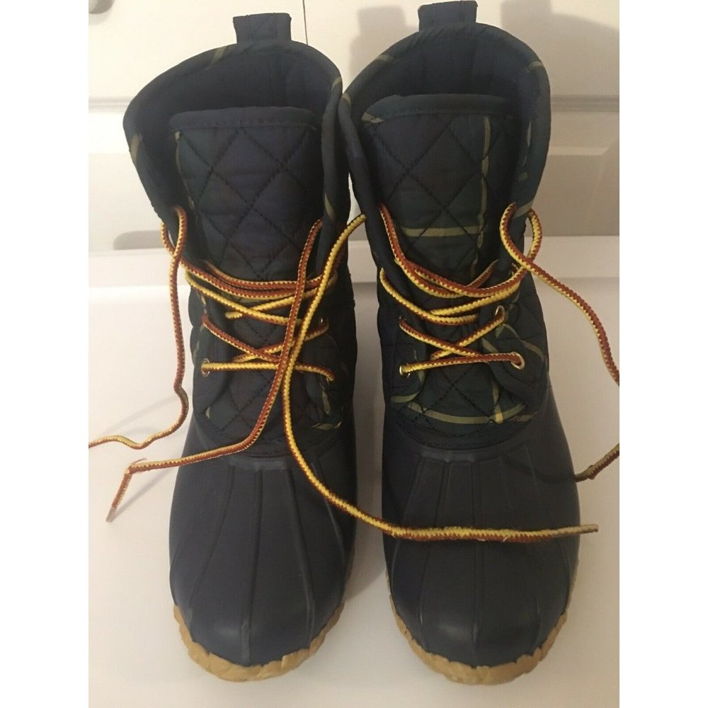 Polo Ralph Lauren Plaid‎ Snow Rain Boots Sz 6 1/2 Green Blue